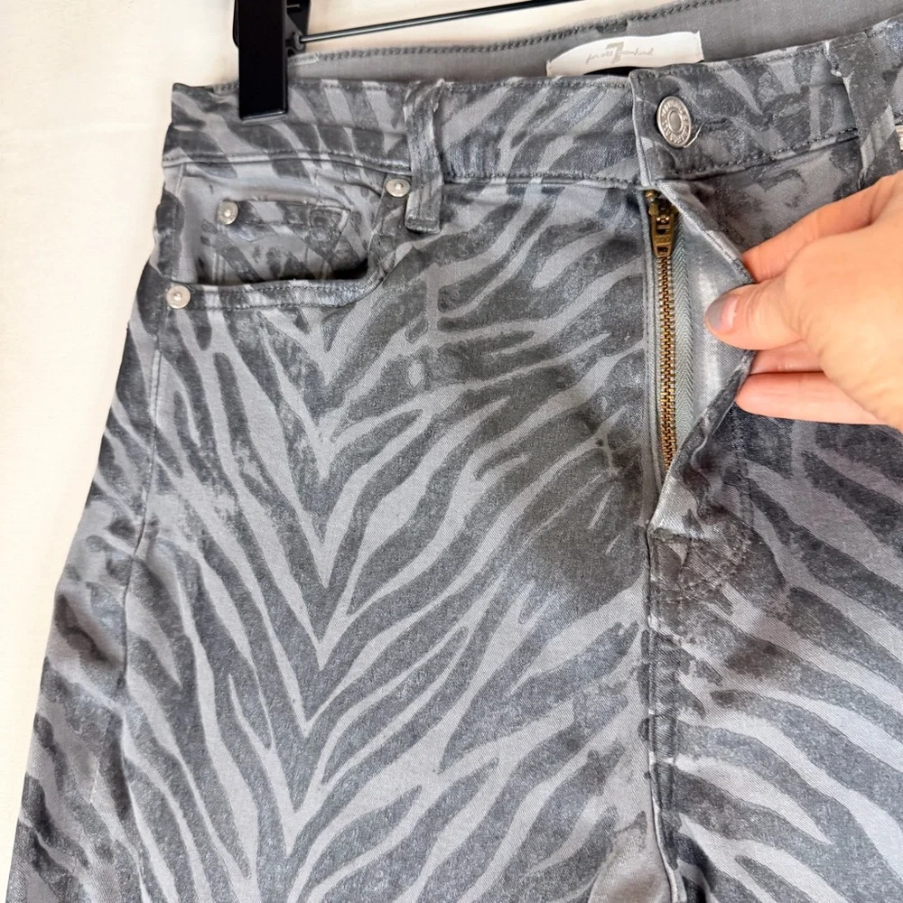 7 FOR ALL MANKIND Women’s Size 29 Denim Jeans Zebra Pattern Skinny Stretch